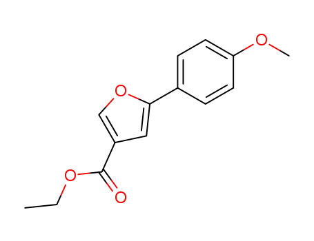 Molecular Structure of 62596-44-5 (3-Furancarboxylic acid, 5-(4-methoxyphenyl)-, ethyl ester)