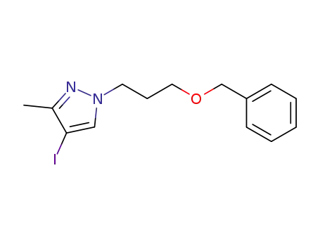 Molecular Structure of 1380306-11-5 (1-[3-(benzyloxy)propyl]-4-iodo-3-methyl-1H-pyrazole)