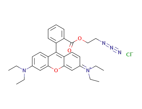 Molecular Structure of 1033001-11-4 (N-(9-(2-((2-azidoethoxy)carbonyl)phenyl)-6-(diethylamino)-3H-xanthen-3-ylidene)-N-ethylethaniminium chloride)