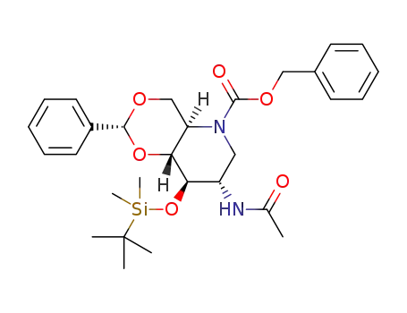 2-acetamido-4,6-O-benzylidene-1,5-(benzyloxycarbonyl)imino-3-O-tert-butyldimethylsilyl-1,2,5-trideoxy-D-glucitol