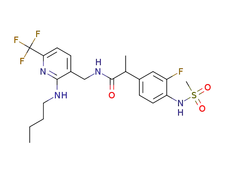 Molecular Structure of 935514-66-2 (N-((2-(butylamino)-6-(trifluoromethyl)pyridin-3-yl)methyl)-2-(3-fluoro-4-(methylsulfonamido)phenyl)propanamide)
