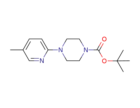 Molecular Structure of 907208-89-3 (4-(5-Methyl-pyridin-2-yl)-piperazine-1-carboxylic acid tert-butyl ester, 98+% C15H23N3O2, MW: 277.36)