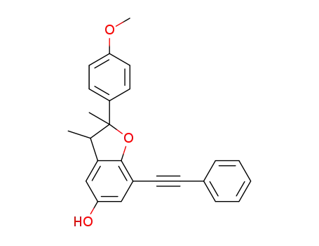 Molecular Structure of 1432504-72-7 (2-(4-methoxyphenyl)-2,3-dimethyl-7-(phenylethynyl)-2,3-dihydrobenzofuran-5-ol)
