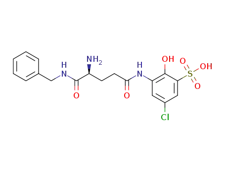 3-[(4S)-4-amino-4-(benzylcarbamoyl)butanamide]-5-chloro-2-hydroxybenzene-1-sulfonic acid
