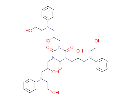 Molecular Structure of 1443765-28-3 (1,3,5-tris(2-hydroxy-3-((2-hydroxyethyl)(phenyl)amino)propyl)-1,3,5-triazinane-2,4,6-trione)