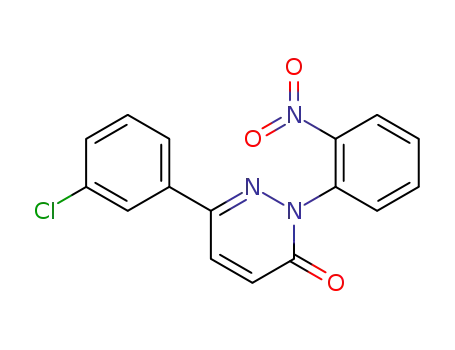 Molecular Structure of 106263-36-9 (3(2H)-Pyridazinone, 6-(3-chlorophenyl)-2-(2-nitrophenyl)-)
