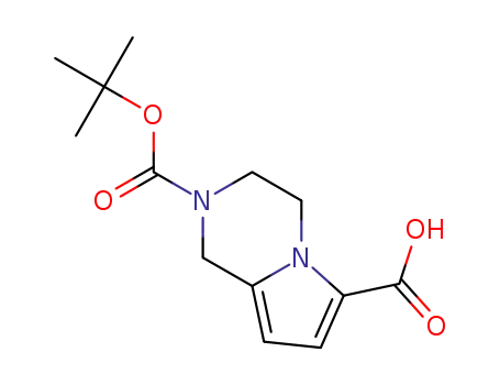 Molecular Structure of 1363380-86-2 (2-Boc-3,4-dihydro-1H-pyrrolo-[1,2-a]pyrazine-6-carboxylic acid)