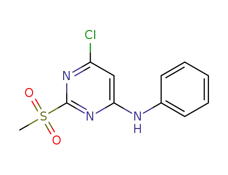 Molecular Structure of 86627-02-3 (4-Pyrimidinamine, 6-chloro-2-(methylsulfonyl)-N-phenyl-)