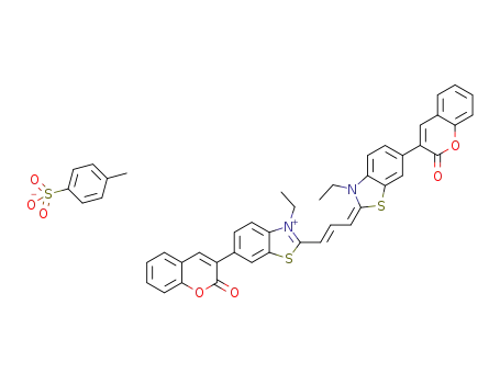 3-ethyl-2-{(1E,3E)-3-[3-ethyl-6-(2-oxo-2H-chromen-3-yl)benzo[d]thiazol-2(3H)-ylidene]prop-1-enyl}-6-(2-oxo-2H-chromen-3-yl)benzo[d]thiazolium tosylate