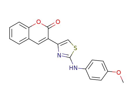 Molecular Structure of 33856-07-4 (3?(2?((4?methoxyphenyl)amino)thiazol?4?yl)?2H?chromen?2?one)