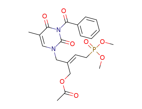 Molecular Structure of 1450880-23-5 (Z-dimethyl-4’-(3-benzoyl-5-methyl-2,4-dioxo-pyrimidin-1-yl)-3’-(acetyloxymethyl)-but-2’-enylphosphonate)