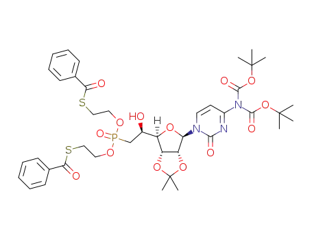 N-4-di(tert-butoxycarbonyl)-1-(6-deoxy-6-di(S-benzoylthio)ethylphosphono-2,3-O-isopropylid-ene-β-D-ribo-(5S)-hexofuranosyl)cytosine