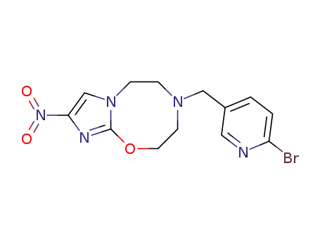 Molecular Structure of 1437111-09-5 (4-((6-bromopyridin-3-yl)methyl)-9-nitro-3,4,5,6-tetrahydro-2H-imidazo[2,1-b][1,3,6]oxadiazocine)