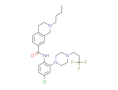 Molecular Structure of 1436422-20-6 (2-butyl-N-(4-chloro-2-(4-(3,3,3-trifluoropropyl)piperazin-1-yl)phenyl)-1,2,3,4-tetrahydroisoquinoline-7-carboxamide)
