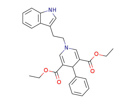 Molecular Structure of 101225-54-1 (3,5-Pyridinedicarboxylic acid,
1,4-dihydro-1-[2-(1H-indol-3-yl)ethyl]-4-phenyl-, diethyl ester)