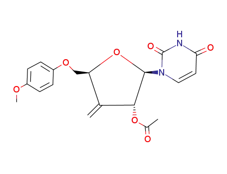 Uridine, 3'-deoxy-5'-O-(4-methoxyphenyl)-3'-methylene-, 2'-acetate