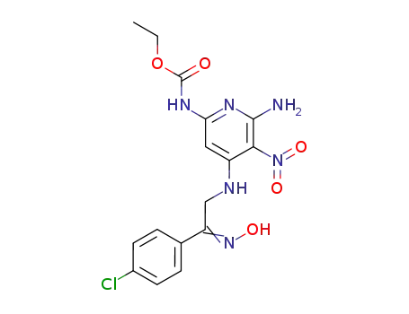 Molecular Structure of 82585-64-6 (ethyl (6-amino-4-{[(2E)-2-(4-chlorophenyl)-2-(hydroxyimino)ethyl]amino}-5-nitropyridin-2-yl)carbamate)