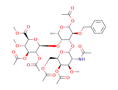 (2-acetamido-4,6-di-O-acetyl-2-deoxy-3-O-methyl-α-D-galactopyranosyl)-(1<*>3)-<methyl (2,3-di-O-acetyl-4-O-methyl-β-D-glucopyranosyluronate)-(1<*>4)>-1-O-acetyl-2-O-benzyl-L-fucopyranose