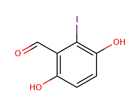Molecular Structure of 70738-05-5 (Benzaldehyde, 3,6-dihydroxy-2-iodo-)