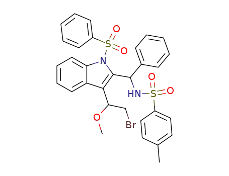 3-(2-Bromo-1-methoxyethyl)-1-(benzenesulfonyl)-2-<phenyl<N-(p-toluenesulfonyl)amino>methyl>indole