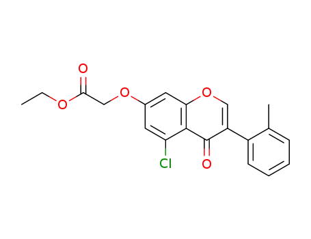 Molecular Structure of 112953-73-8 (Acetic acid,
[[5-chloro-3-(2-methylphenyl)-4-oxo-4H-1-benzopyran-7-yl]oxy]-, ethyl
ester)