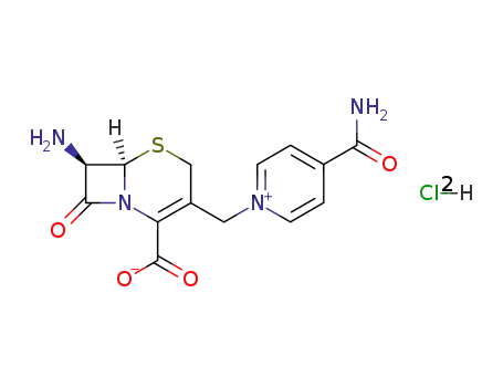 Molecular Structure of 63111-86-4 (7-aminoceph-3-em-3-(4-carbamoylpyridiniomethyl)-4-carboxylate hydrochloride)