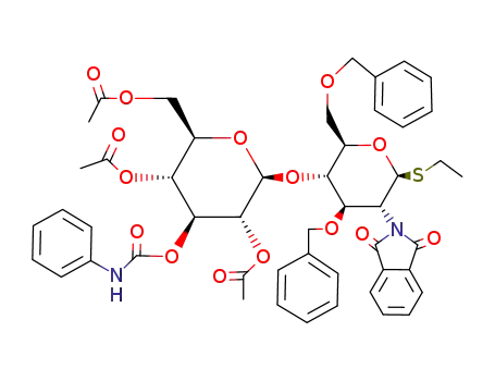 ethyl O-<2,4,6-tri-O-acetyl-3-O-(N-phenylcarbamoyl)-β-D-glucopyranosyl>-(1->4)-3,6-di-O-benzyl-2-deoxy-2-phthalimido-1-thio-β-D-glucopyranoside