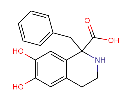 Molecular Structure of 57256-22-1 (1-Isoquinolinecarboxylic acid,
1,2,3,4-tetrahydro-6,7-dihydroxy-1-(phenylmethyl)-)