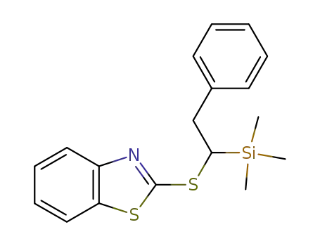 Molecular Structure of 106296-66-6 (Benzothiazole, 2-[[2-phenyl-1-(trimethylsilyl)ethyl]thio]-)