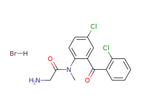 Molecular Structure of 59180-41-5 (Acetamide, 2-amino-N-[4-chloro-2-(2-chlorobenzoyl)phenyl]-N-methyl-,
monohydrobromide)