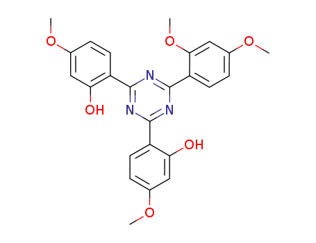 Molecular Structure of 103734-29-8 (5,5'-dimethoxy-2,2'-[6-(2,4-dimethoxy-phenyl)-[1,3,5]triazine-2,4-diyl]-bis-phenol)