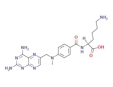 Molecular Structure of 246224-40-8 (N~2~-(4-{[(2,4-diaminopteridin-6-yl)methyl](methyl)amino}benzoyl)-D-lysine)