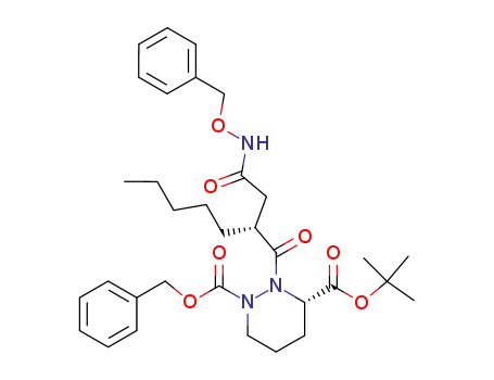 Molecular Structure of 147983-33-3 (tert-butyl (3S)-1-benzyloxycarbonyl-2-<(2R)-2-benzyloxyaminocarbonylmethyl-1-oxoheptyl>hexahydropyridazine-3-carboxylate)