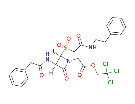 2-<3-phenylacetamido-4-((β-phenylethyl)aminocarbonyl-methyl)sulfonyl-(3R,4R)-azetidin-2-on-1-yl>-trichloroethyl acetate