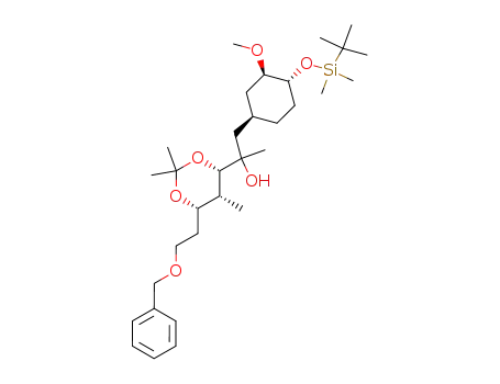 2-[(4S,5R,6S)-6-(2-Benzyloxy-ethyl)-2,2,5-trimethyl-[1,3]dioxan-4-yl]-1-[(1R,3R,4R)-4-(tert-butyl-dimethyl-silanyloxy)-3-methoxy-cyclohexyl]-propan-2-ol