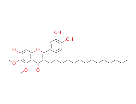 Molecular Structure of 134081-37-1 (4H-1-Benzopyran-4-one,
2-(3,4-dihydroxyphenyl)-5,6,7-trimethoxy-3-tetradecyl-)
