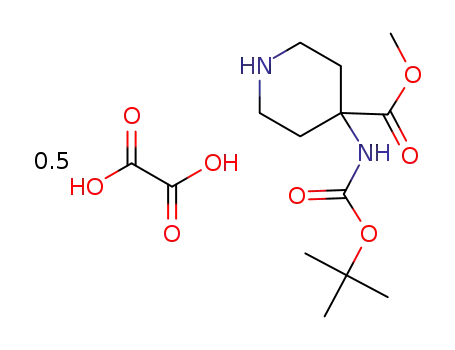 Molecular Structure of 1263094-44-5 (Methyl 4-((tert-butoxycarbonyl)amino)-piperidine-4-carboxylate oxalate)