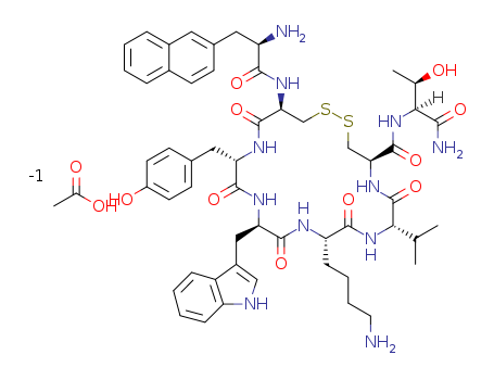 [cycloS-S]-3-(2-naphthyl)-D-alanyl-L-cysteinyl-L-tyrosyl-D-tryptophyl-L-lysyl-L-valyl-L-cysteinyl-L-threoninamide acetate