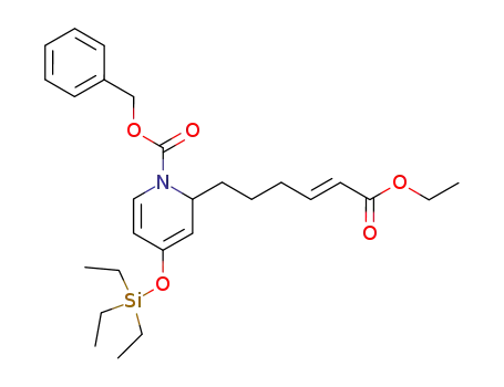 Molecular Structure of 141584-10-3 (N-<(benzyloxy)carbonyl>-2-(trans-5-(ethoxycarbonyl)-4-pentenyl)-4-(triethylsilyloxy)-1,2-dihydropyridine)
