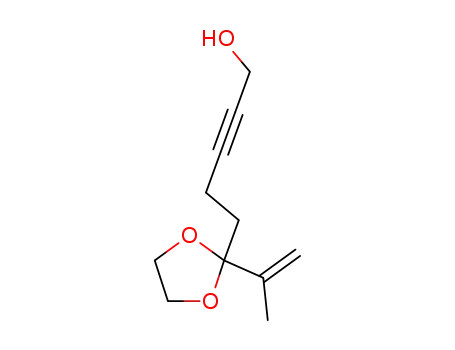 Molecular Structure of 82064-57-1 (2-Pentyn-1-ol, 5-[2-(1-methylethenyl)-1,3-dioxolan-2-yl]-)
