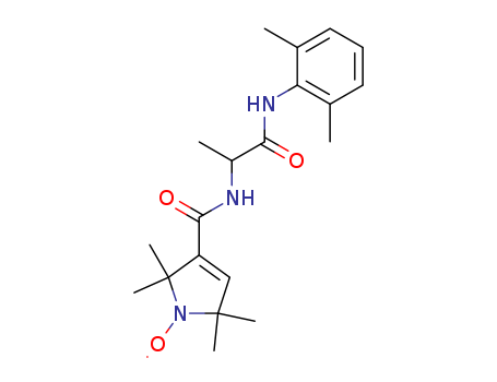 Molecular Structure of 102132-44-5 (1H-Pyrrol-1-yloxy,3-[[[2-[(2,6-dimethylphenyl)amino]-1-methyl-2-oxoethyl]amino]carbonyl]-2,5-dihydro-2,2,5,5-tetramethyl-(9CI))