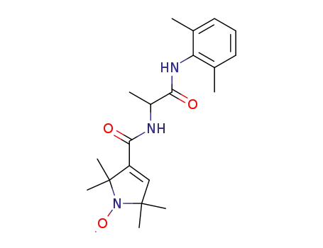 Molecular Structure of 102132-44-5 (1H-Pyrrol-1-yloxy,3-[[[2-[(2,6-dimethylphenyl)amino]-1-methyl-2-oxoethyl]amino]carbonyl]-2,5-dihydro-2,2,5,5-tetramethyl-(9CI))