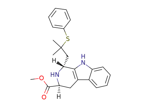 Molecular Structure of 111427-86-2 ((1R,3S)-1-(2-Methyl-2-phenylsulfanyl-propyl)-2,3,4,9-tetrahydro-1H-β-carboline-3-carboxylic acid methyl ester)