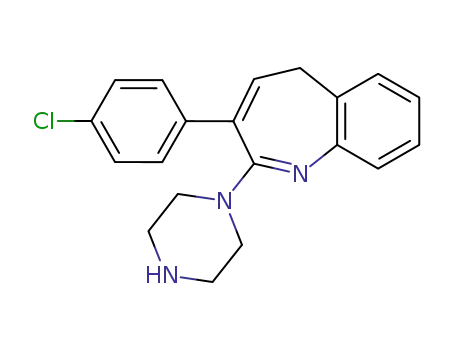 Molecular Structure of 111027-32-8 (5H-1-Benzazepine, 3-(4-chlorophenyl)-2-(1-piperazinyl)-)