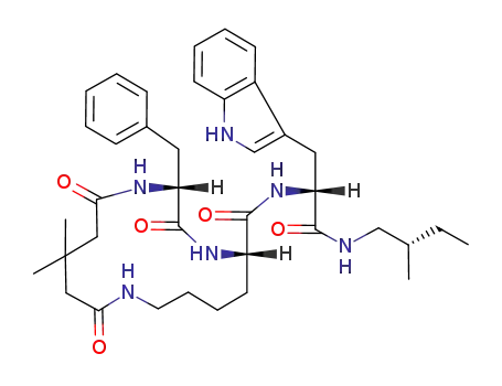 (2R,5S)-2-Benzyl-13,13-dimethyl-3,11,15-trioxo-1,4,10-triaza-cyclopentadecane-5-carboxylic acid [(R)-2-(1H-indol-3-yl)-1-((S)-2-methyl-butylcarbamoyl)-ethyl]-amide