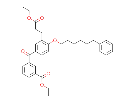 Molecular Structure of 117424-82-5 (ethyl 2-<6-(phenylhexyl)oxy>-5-<3-(ethoxycarbonyl)benzoyl>benzenepropanoate)