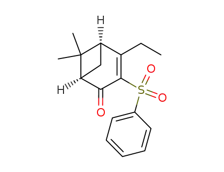 Molecular Structure of 139339-12-1 (Bicyclo[3.1.1]hept-3-en-2-one, 4-ethyl-6,6-dimethyl-3-(phenylsulfonyl)-,
(1R)-)