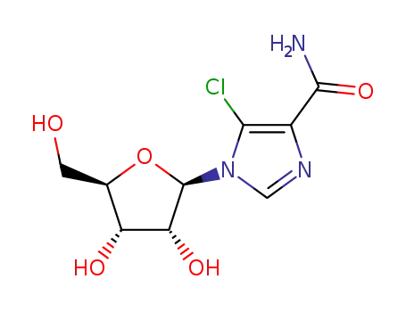 Molecular Structure of 59353-97-8 (5-chloro-1-[3,4-dihydroxy-5-(hydroxymethyl)oxolan-2-yl]imidazole-4-car boxamide)