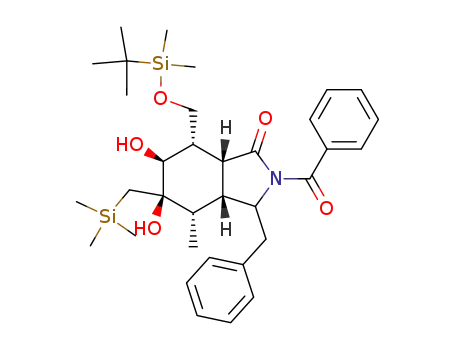 (3aR,4S,5R,6S,7S,7aR)-2-Benzoyl-3-benzyl-7-(tert-butyl-dimethyl-silanyloxymethyl)-5,6-dihydroxy-4-methyl-5-trimethylsilanylmethyl-octahydro-isoindol-1-one