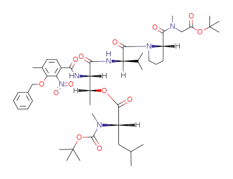 Molecular Structure of 131545-64-7 (N-(3-BzlO-4-Me-2-nitrobenzoyl)-O-(Boc-MeLeu)-Thr-D-Val-Pro-Sar-OtBu)